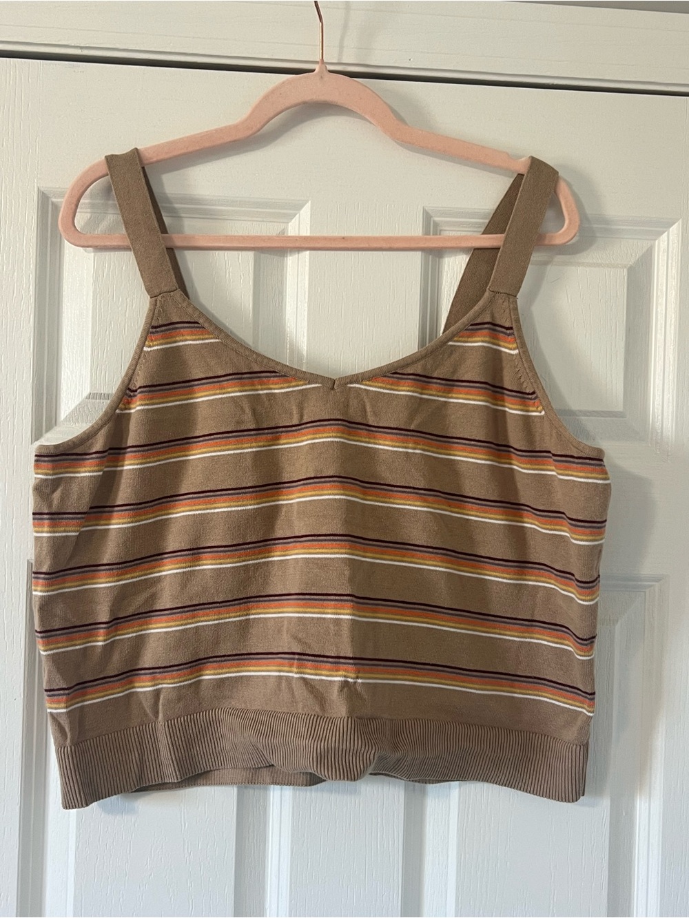 torrid Tan Striped Cropped Tank Top